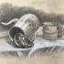 Nicole nature morte crayon et pastel blanc 06 2023